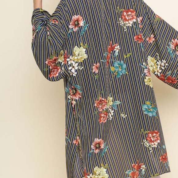 Navy Umgee Drape Cardigan Shawl Kimono Duster - Picture 4 of 5